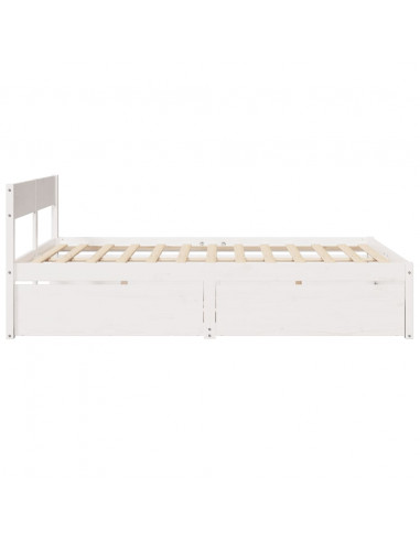 Giroletto con Cassetti Bianco 150x200 cm Legno Massello di Pino