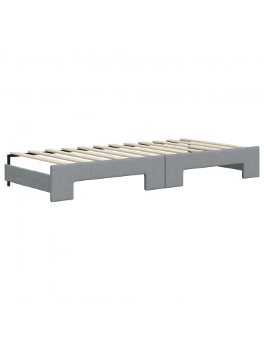 Divano Letto Estraibile Cassetti Grigio Chiaro 100x200 Tessuto