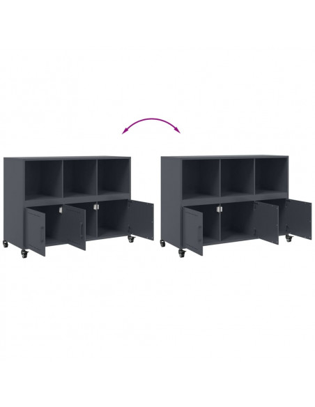 Credenza Antracite 100,5x39x72 cm in Acciaio Laminato a Freddo