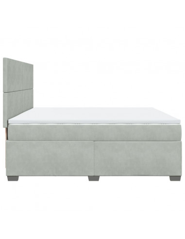 Giroletto a Molle con Materasso Grigio Chiaro 200x200cm Velluto