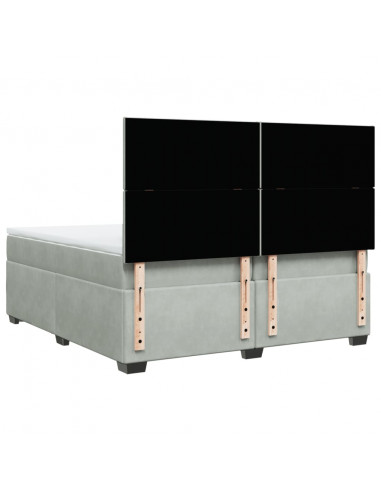 Giroletto a Molle con Materasso Grigio Chiaro 200x200cm Velluto