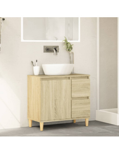 Armadietto da Bagno Rovere Sonoma 65x33x60 cm Legno Multistrato