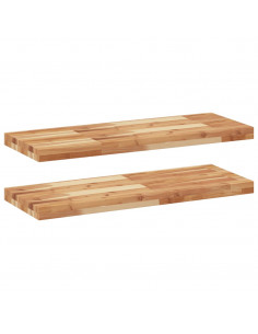 Mensole da Parete 2 pz 100x30x4 cm Legno Acacia Rifinito a Olio 2