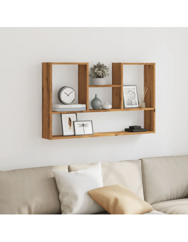 Scaffale a Parete Rovere Artigianale 99x15x60 cm in Truciolato