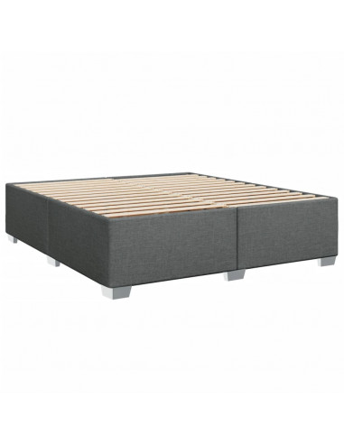 Giroletto a Molle con Materasso Grigio Scuro 200x200 cm Tessuto