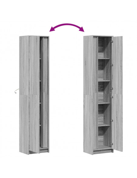 Credenza con LED Grigio Sonoma 41,5x32,5x200 cm in Truciolato