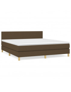 Giroletto a Molle con Materasso Marrone Scuro 180x200cm Tessuto 2