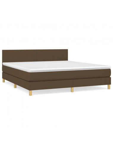 Giroletto a Molle con Materasso Marrone Scuro 180x200cm Tessuto