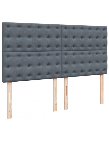 Giroletto a Molle con Materasso Grigio Scuro 200x200 cm Velluto
