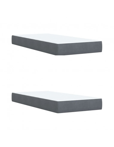 Giroletto a Molle con Materasso Grigio Scuro 200x200 cm Velluto