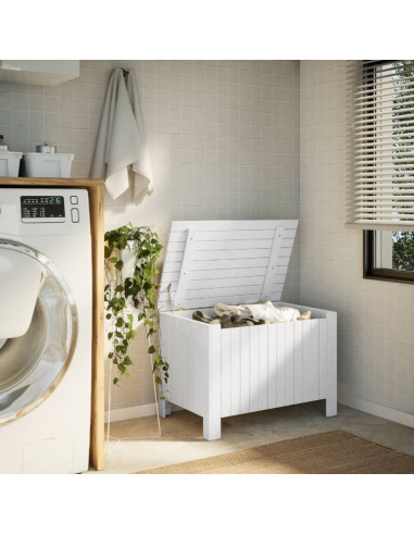 Contenitore con Coperchio RANA Bianco 80x49x54 cm Massello Pino