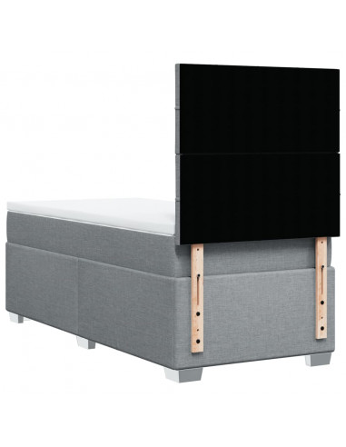 Giroletto a Molle con Materasso Grigio Chiaro 90x190 cm Tessuto