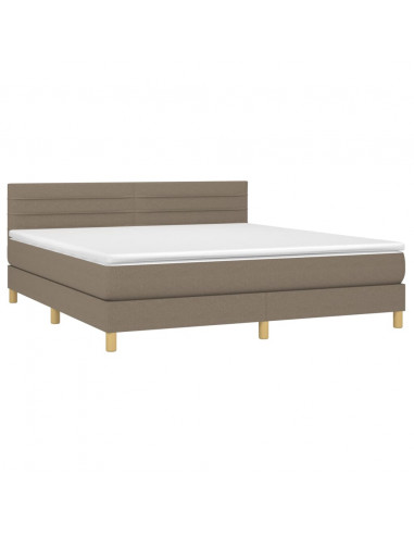 Letto a Molle con Materasso e LED Tortora 180x200 cm in Tessuto