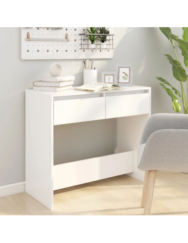 Tavolo Consolle Bianco 89x41x76,5 cm in Acciaio