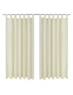Tende in Micro-Raso Crema 2 pz con Occhielli 140 x 175 cm 2
