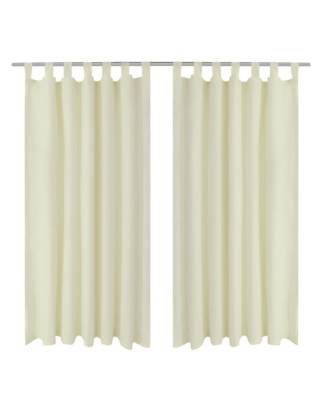 Tende in Micro-Raso Crema 2 pz con Occhielli 140 x 175 cm