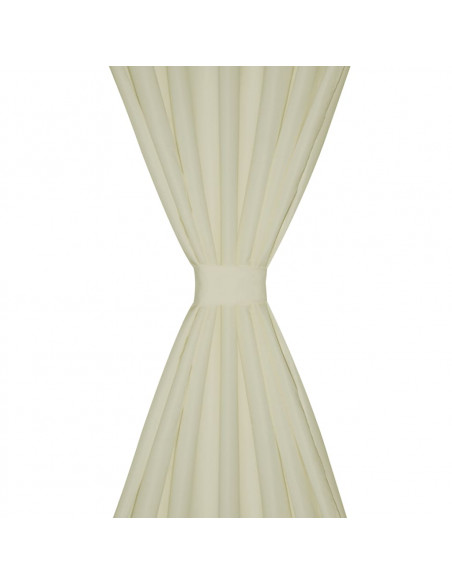 Tende in Micro-Raso Crema 2 pz con Occhielli 140 x 175 cm