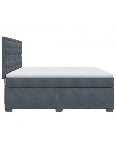 Giroletto a Molle con Materasso Grigio Scuro 200x200 cm Velluto