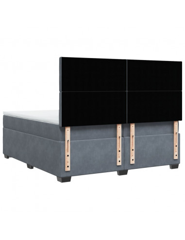 Giroletto a Molle con Materasso Grigio Scuro 200x200 cm Velluto