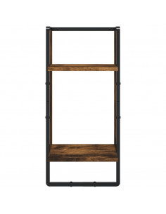 Set Mensole Parete con Aste 4pz Rovere Fumo Legno Multistrato 2