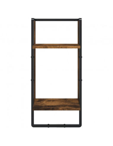 Set Mensole Parete con Aste 4pz Rovere Fumo Legno Multistrato