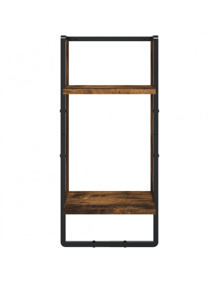 Set Mensole Parete con Aste 4pz Rovere Fumo Legno Multistrato