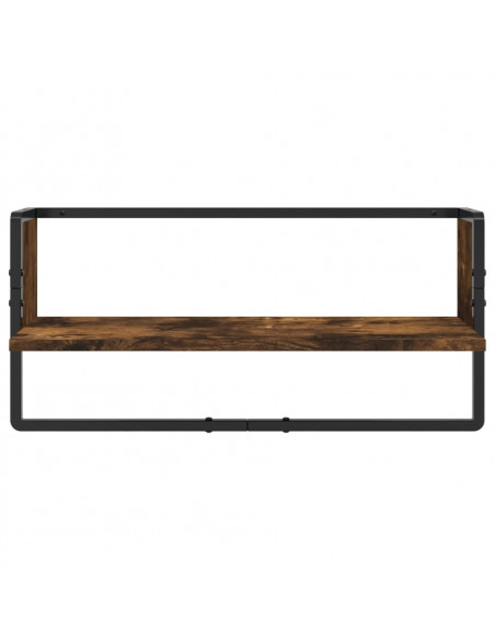 Set Mensole Parete con Aste 4pz Rovere Fumo Legno Multistrato