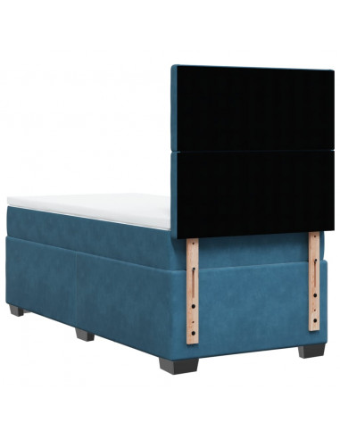 Giroletto a Molle con Materasso Blu 90x200 cm in Velluto