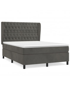 Giroletto a Molle con Materasso Grigio Scuro 140x200 cm Velluto 2