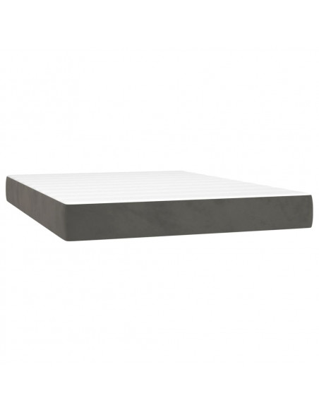 Giroletto a Molle con Materasso Grigio Scuro 140x200 cm Velluto