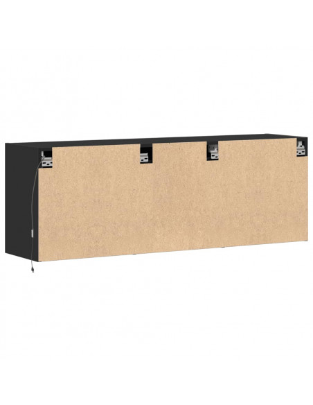 Mobile TV a Parete con Luci LED Nero 130x31x45 cm