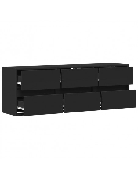Mobile TV a Parete con Luci LED Nero 130x31x45 cm