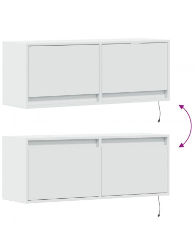 Mobile TV a Parete con Luci LED Bianco 100x31x35 cm