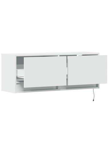 Mobile TV a Parete con Luci LED Bianco 100x31x35 cm