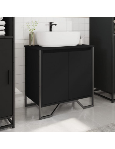 Mobile Lavabo Bagno Nero 60x35x60 cm in Truciolato
