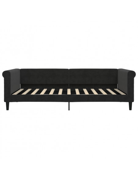 Divano Letto Estraibile con Cassetti Nero 100x200 cm in Velluto