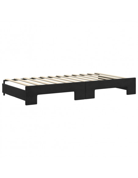 Divano Letto Estraibile con Cassetti Nero 100x200 cm in Velluto