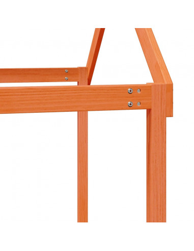 Letto a Soppalco con Tetto Cera 80x200 cm in Legno di Pino