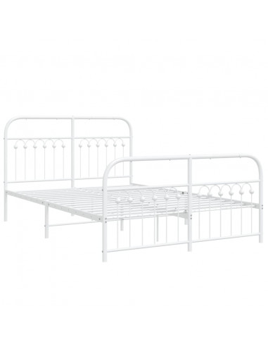 Giroletto con Testiera e Pediera Metallo Bianco 140x200 cm