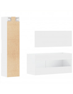 Set Mobili da Bagno 3 pz Bianco in Legno Multistrato 2
