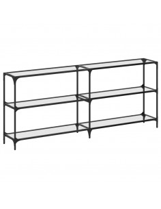 Tavolino Consolle Piano Vetro Trasparente 194,5x30x81cm Acciaio 2