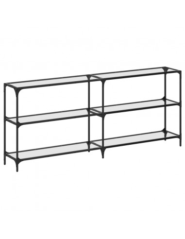 Tavolino Consolle Piano Vetro Trasparente 194,5x30x81cm Acciaio