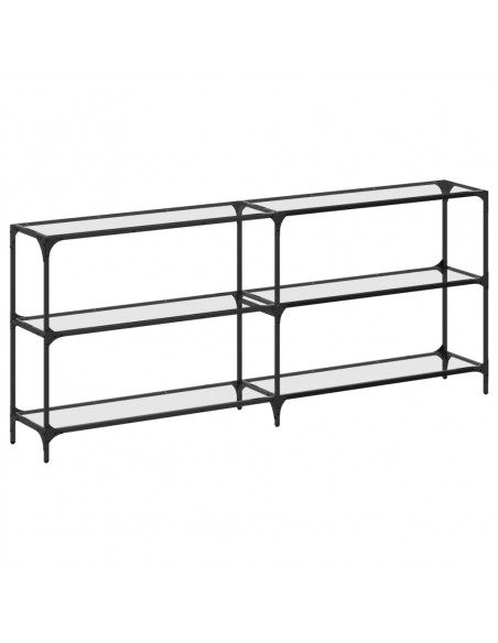 Tavolino Consolle Piano Vetro Trasparente 194,5x30x81cm Acciaio