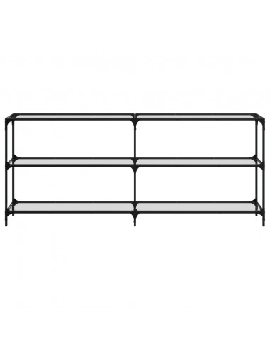 Tavolino Consolle Piano Vetro Trasparente 194,5x30x81cm Acciaio