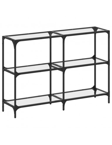 Tavolino Consolle Piano Vetro Trasparente 118,5x30x81cm Acciaio