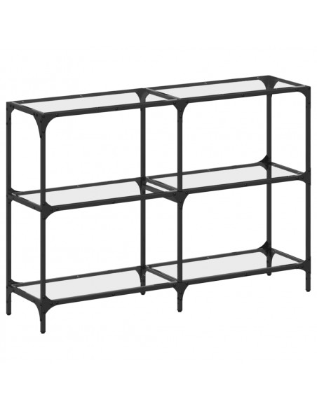 Tavolino Consolle Piano Vetro Trasparente 118,5x30x81cm Acciaio