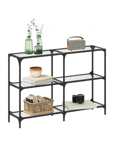 Tavolino Consolle Piano Vetro Trasparente 118,5x30x81cm Acciaio