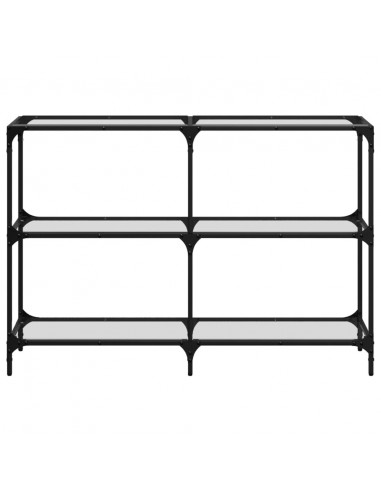 Tavolino Consolle Piano Vetro Trasparente 118,5x30x81cm Acciaio