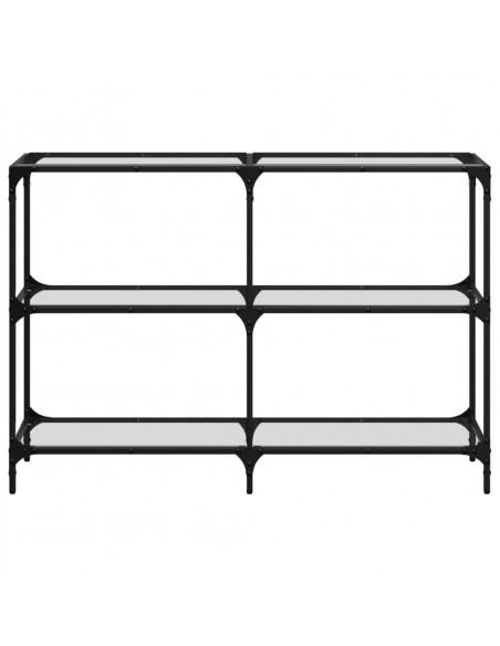 Tavolino Consolle Piano Vetro Trasparente 118,5x30x81cm Acciaio