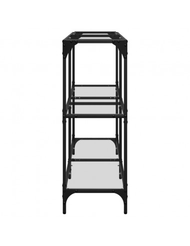 Tavolino Consolle Piano Vetro Trasparente 118,5x30x81cm Acciaio